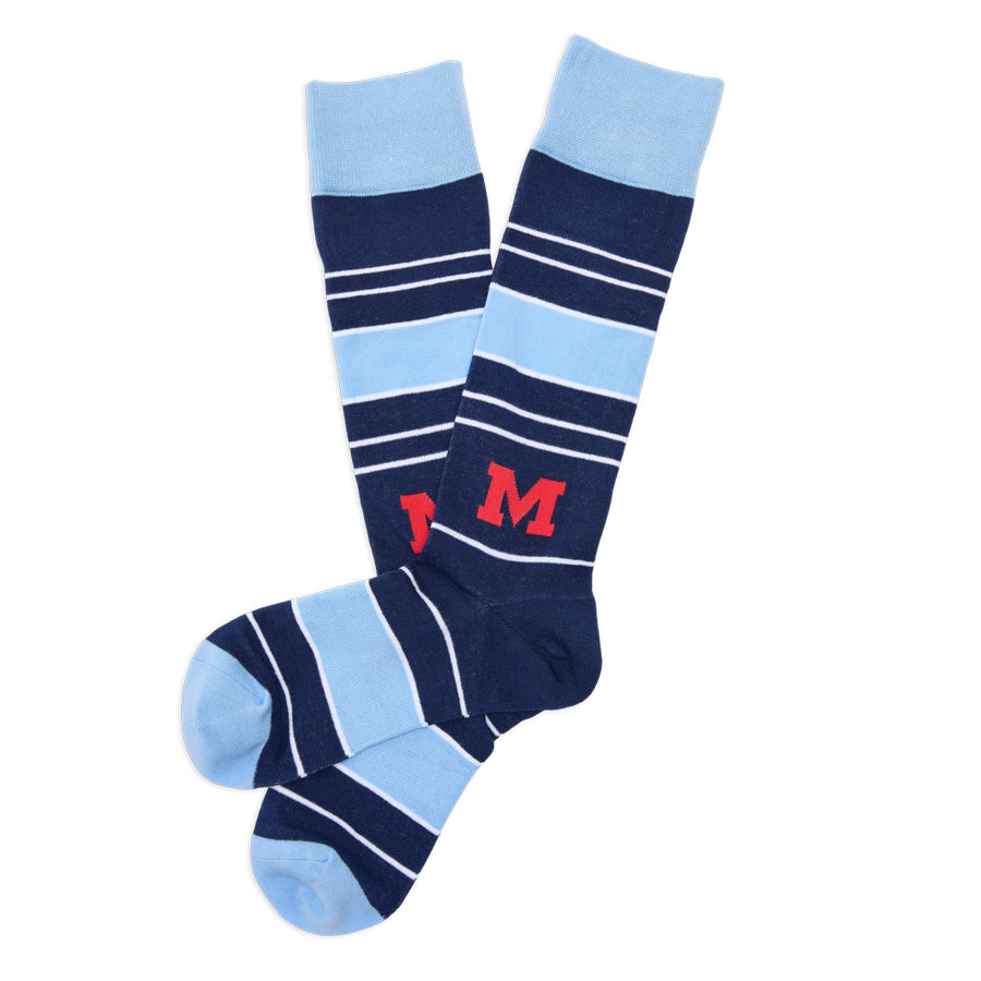 Navy Powder Stripe M Dress Socks - Licensed College Socks