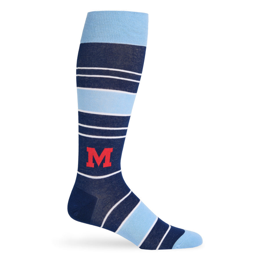 Navy Powder Stripe M Dress Socks - Licensed College Socks