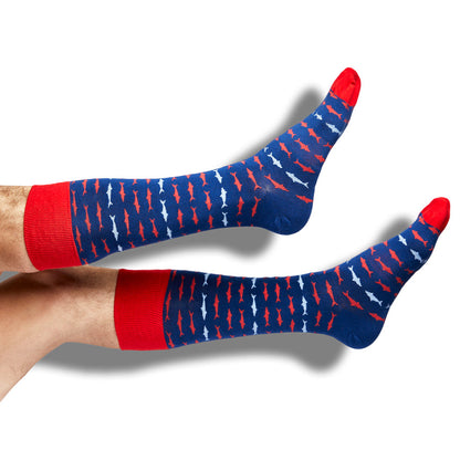 Navy Shark Socks - Team Colorways