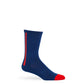 Navy vertical stripe casual athletic socks with cushion footbed