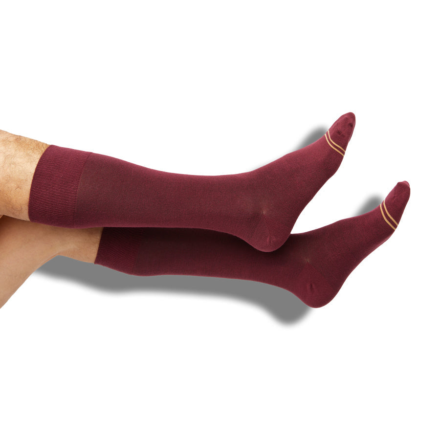 Premium Gold Maroon Stripe Dress Socks