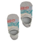 Lay flat no show sock in teal with a green, orange, pink, and powder blue floral pattern