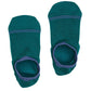 Lay flat no show sock in black with a powder blue double stripe across the toe