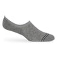 solid grey no show socks with two accent stripes around the toe on legs