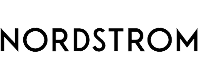 Nordstrom logo in bold black lettering with a distinctive circular design within the ’o’ and ’m’.