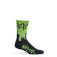 Not.Travis casual collab socks with black base and green drip shown on mannequin.