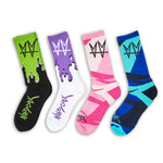 Not.Travis casual collab sock 4 pack bundle laid out flat.