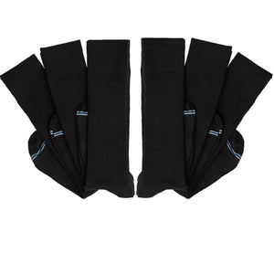 6 pairs of black socks folded at ankle and layered on top of one another