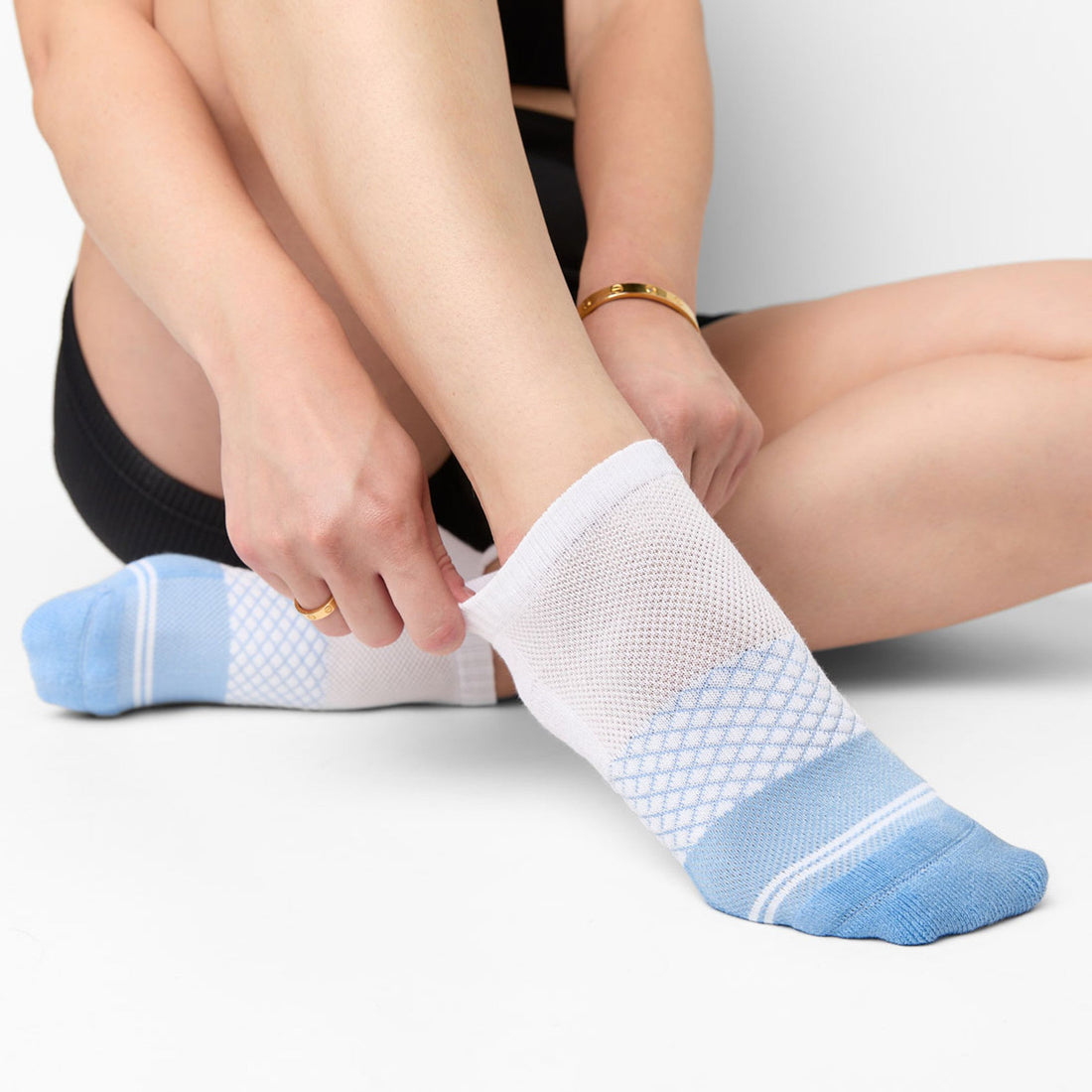 Navy Ankle socks with powder blue heel and Ole Miss on the toe.