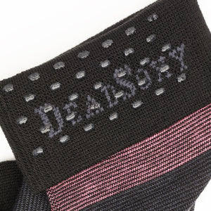 Pink, Grey and Black mini stripe colorblock dress socks close up of cuff with TrueStay‚Ñ¢.