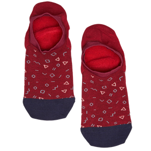 Lay flat no show sock in brown with green, light green, and orange stripes with a webbed pattern across the middle of the sock and orange for the toe