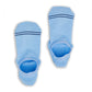 powder blue no show socks with two navy stripes around the toe