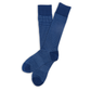 Navy blue and powder blue birdseye premium dress socks laid out flat