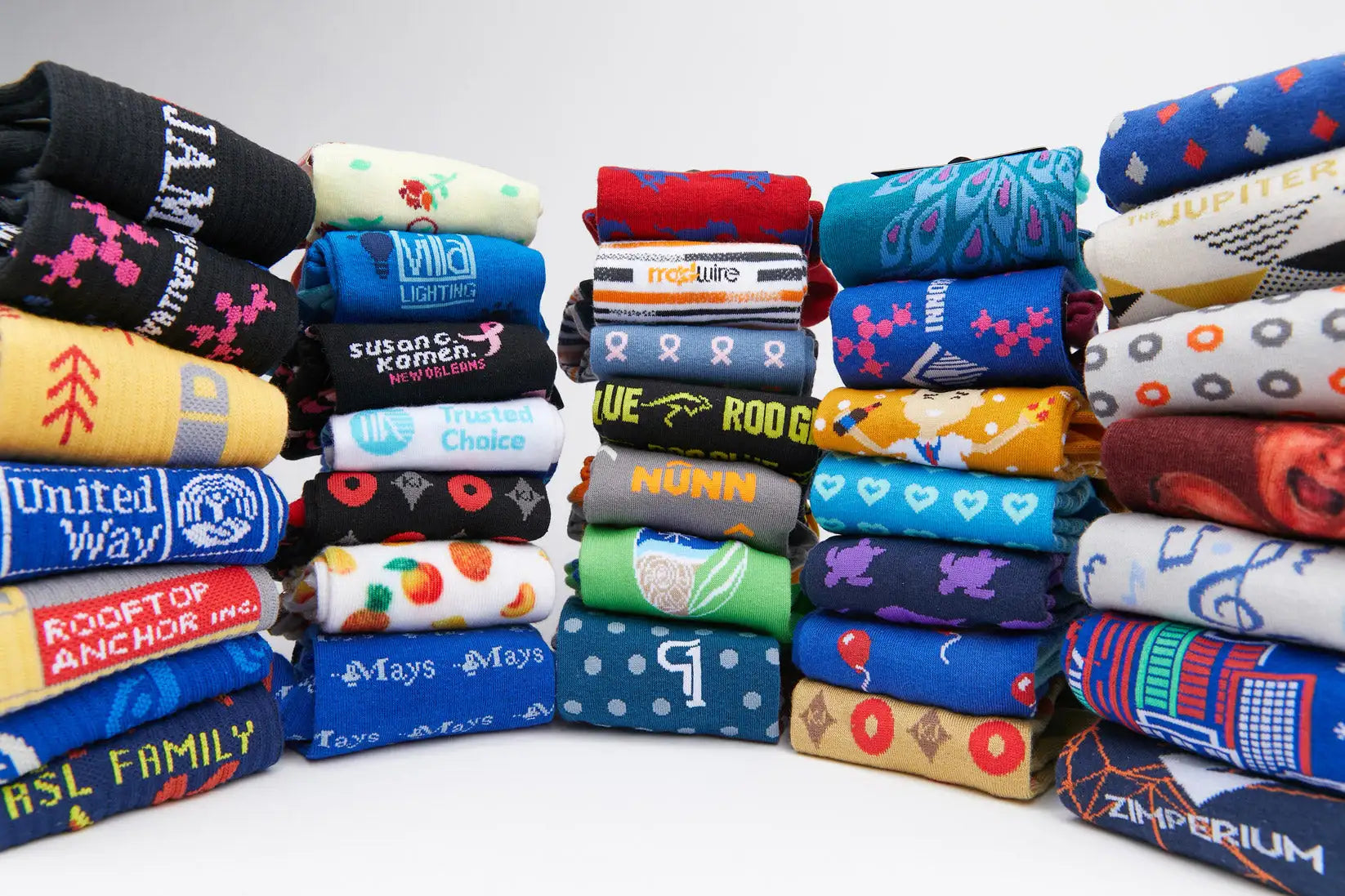 "Custom branded socks with company logo design"