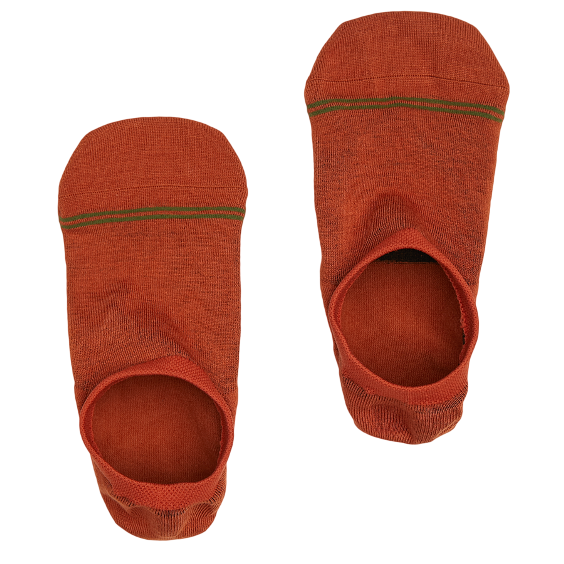 Lay flat no show sock in navy blue with gray for the toe and a gray double stripe above the toe