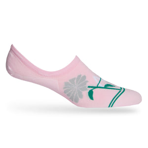The Weitz Effect Pink Flower No Show Collab Socks on product shot on mannequin