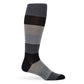 Contemporary monochrome dress socks showcasing a gradient of greys, ideal for adding a modern touch to a professional wardrobe.