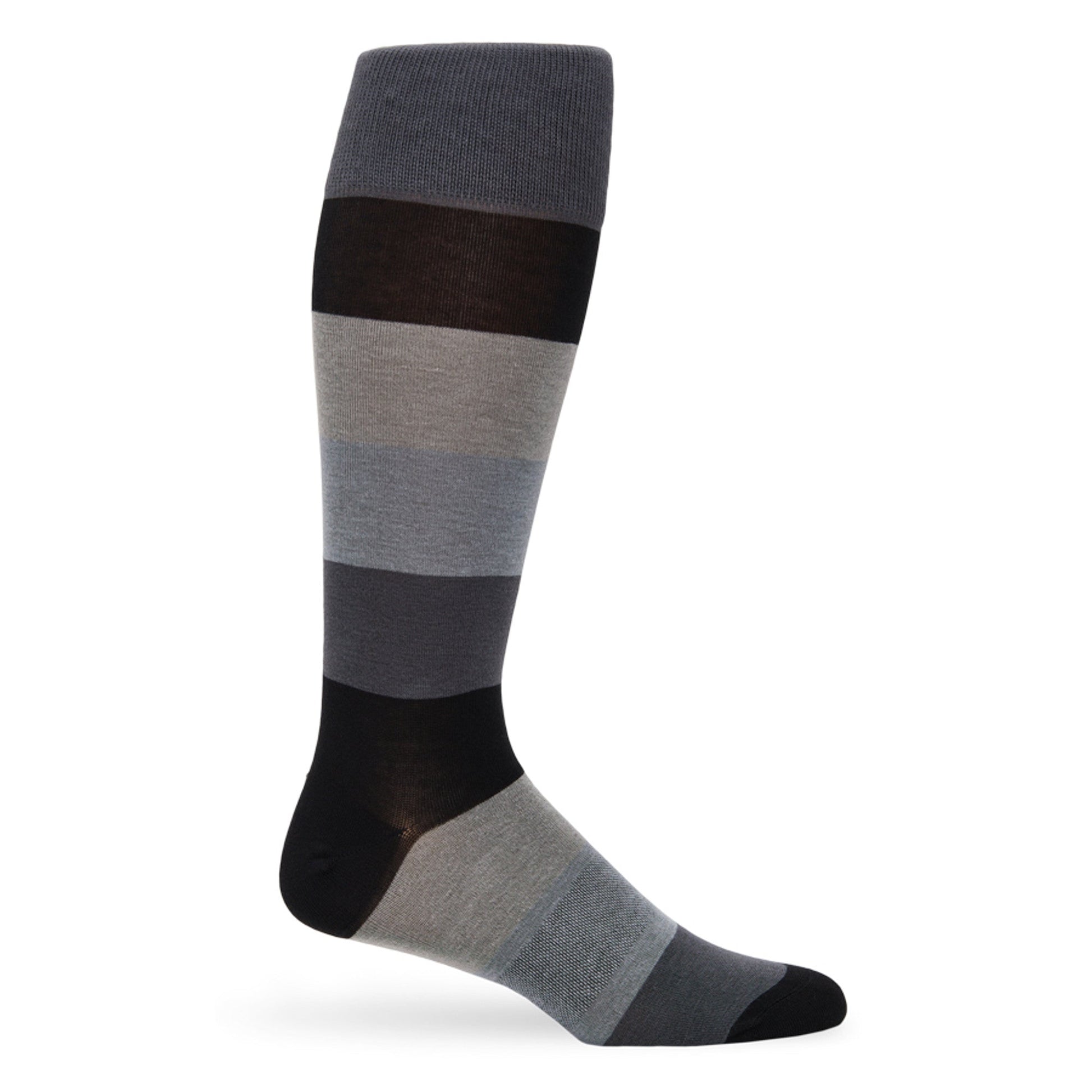 Contemporary monochrome dress socks showcasing a gradient of greys, ideal for adding a modern touch to a professional wardrobe.