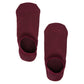 The bac deep red solid no show socks from over the top perspective.