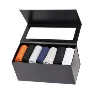 Weekly Supply mixed casual and dress sock 7-pack bundle inside a really nice black box - shown open