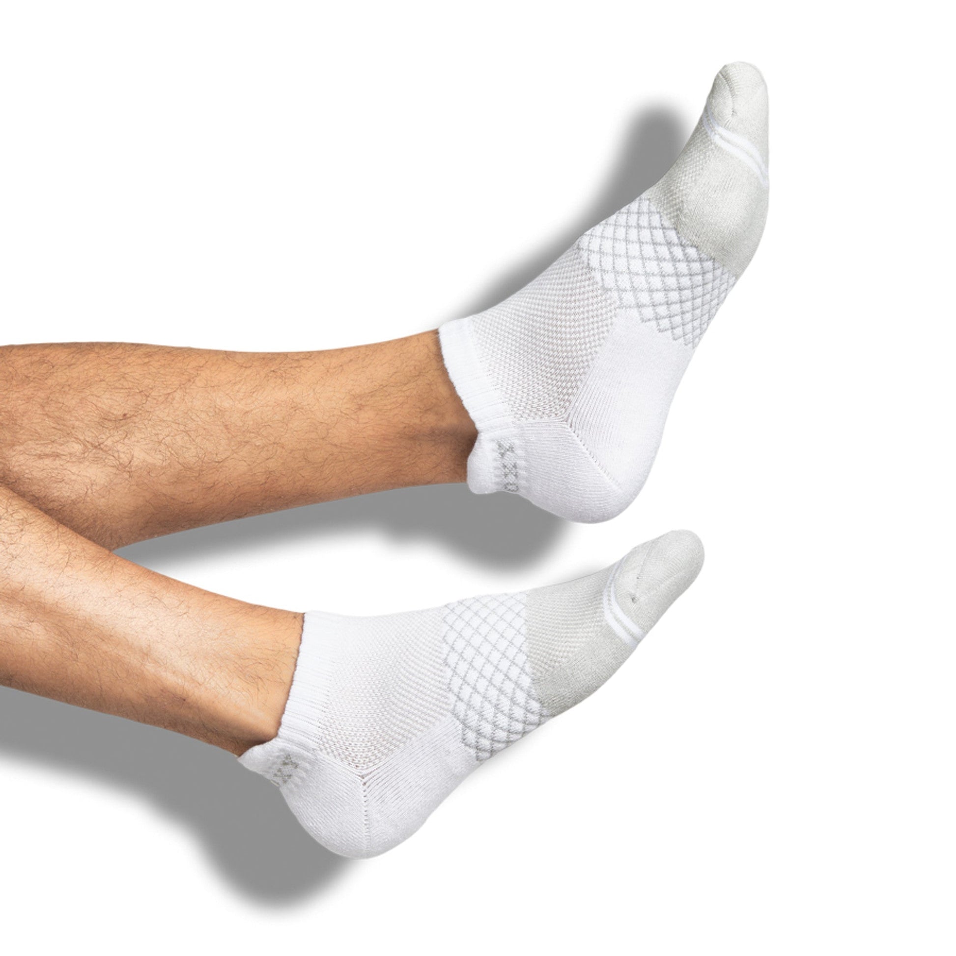 Premium White Ankle Socks with mesh foot and cushioned footbed - Side View