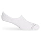 white no show socks with two accent lines around the toe in grey.