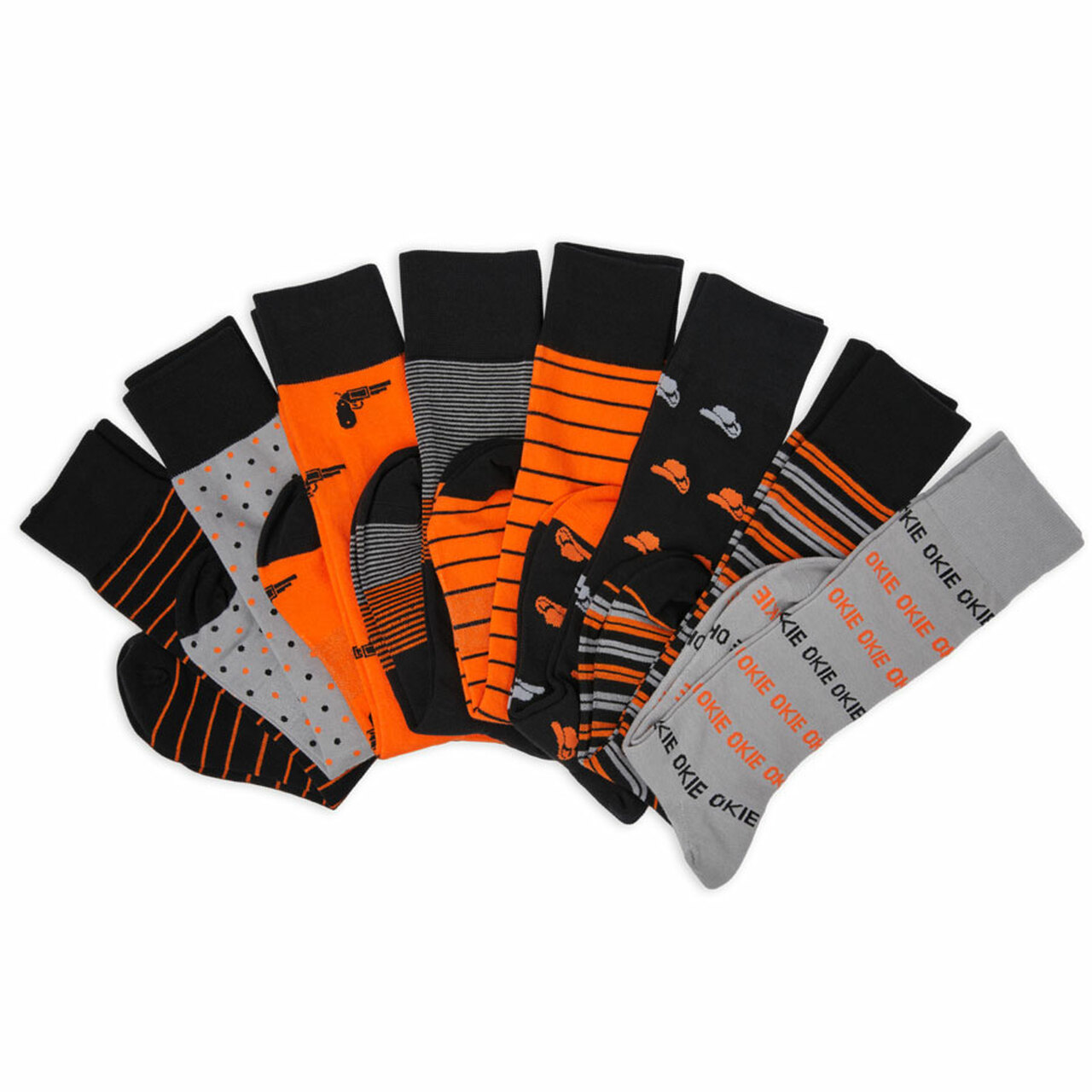 Pete's Orange and Black Dress Sock - 8 Pack
